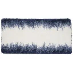 Tapis de bain en polyester fantaisie bleu et blanc 60x120cm