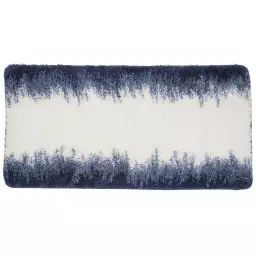 Tapis de bain en polyester fantaisie bleu et blanc 60x120cm