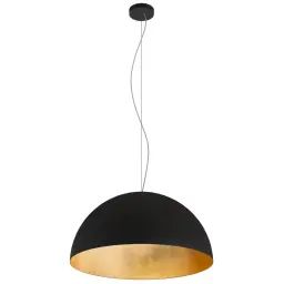 Suspension metal noir et feuille d&rsquo;or interne 40cm