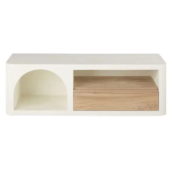 Meuble TV 1 niche 1 tiroir blanc crème