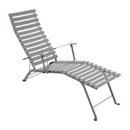 Chaise longue pliable inclinable Bistro en Métal, Acier laqué – Couleur Gris – 54.5 x 140.8 x 40 cm – Designer Studio