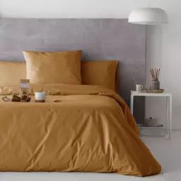 Housse de couette en percale de coton 240×220 cm marron