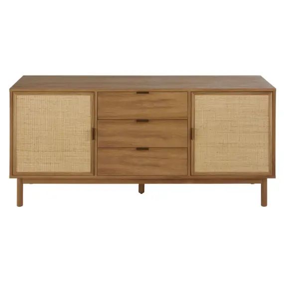 Buffet 2 portes 3 tiroirs cannage en rotin
