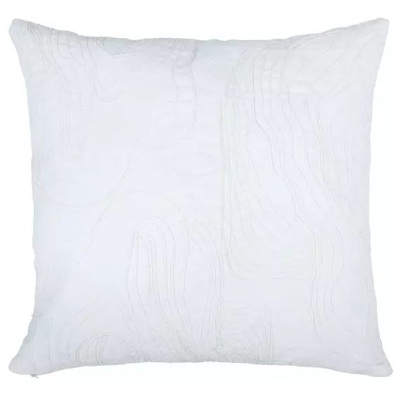 Housse de coussin en coton motif brodé blanc 40×40