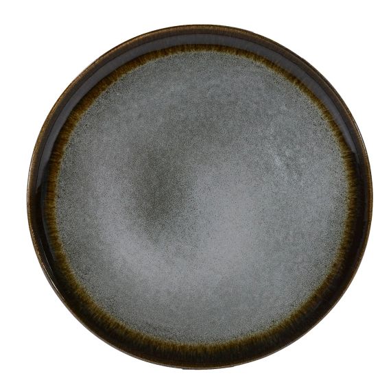 Assiette plate en grès artisanal gris 27 cm – Lot de 4