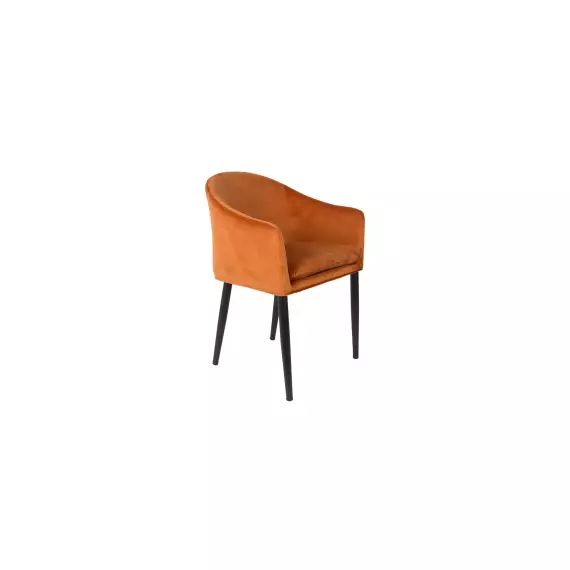 Fauteuil de table design en velours orange
