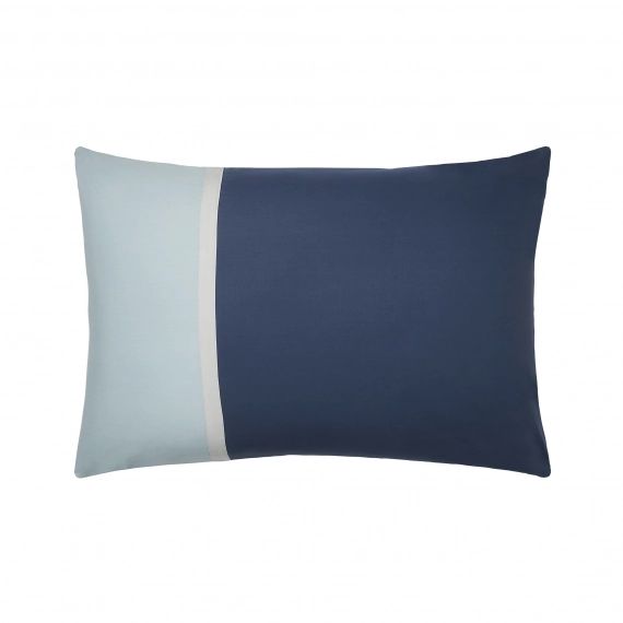 Taie d’oreiller bicolore en coton bleu 50×70