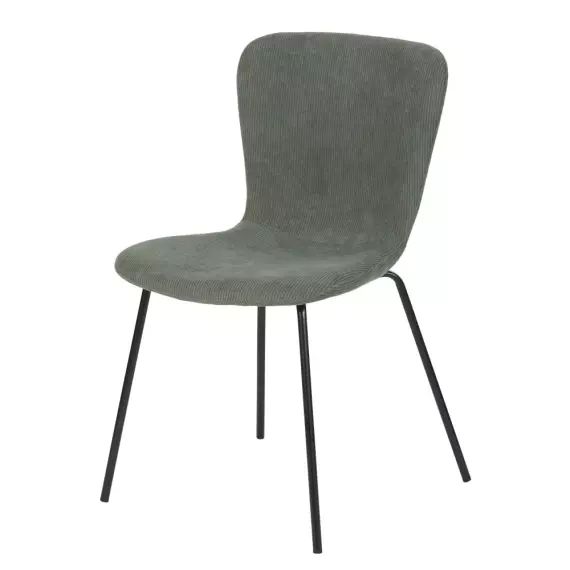 Chaise en velours côtelé recyclé vert kaki