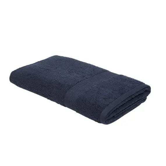 Drap de bain uni en coton bleu marine 70×130