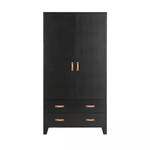 Dian – Armoire vestiaire pour enfant 2 portes 2 tiroirs – Couleur – Noir