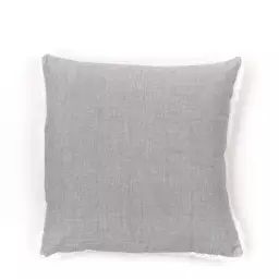 Coussin déhoussable finition dentelle en coton gris 40×40