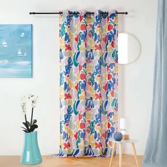 Voilage tamisant et design polyester multicolore 280 x 140