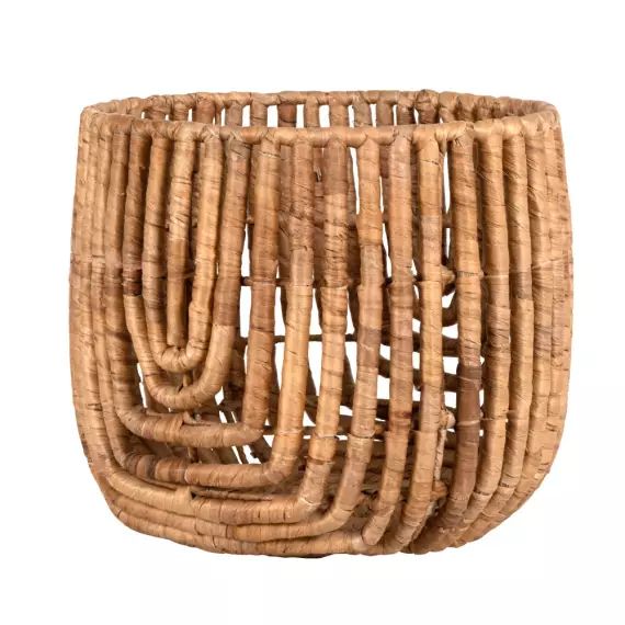 Panier rond en jacinthe d’eau tressée