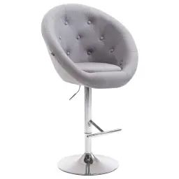 Tabouret de bar réglable pivotant en tissu Gris