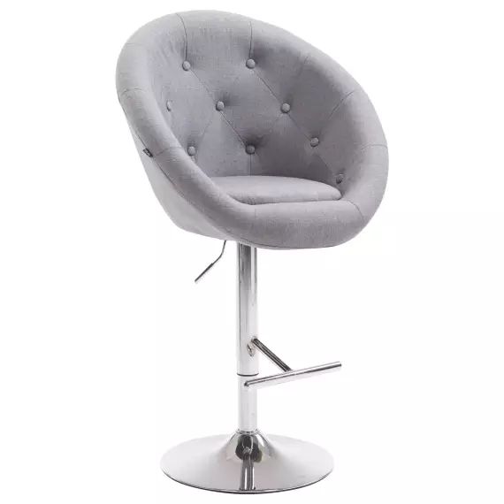 Tabouret de bar réglable pivotant en tissu Gris