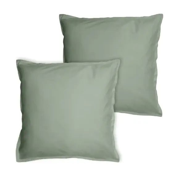 Set de 2 taies d’oreiller unies finition volant Lichen 65x65cm