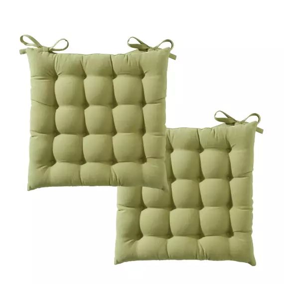 Lot de 2 galettes de chaise vert 40×40 en polyester