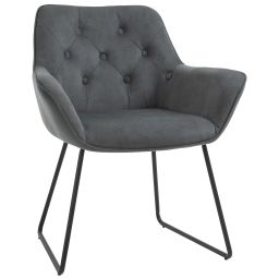 Chaise design contemporain métal noir velours gris