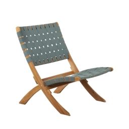 Nao – Lot de 2 fauteuils de jardin pliants en bois d’acacia et corde – Couleur – Vert