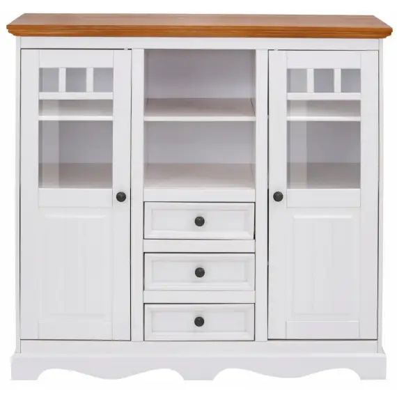 Buffet 2 portes en verre 3 tiroirs