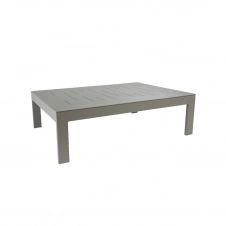 Table basse de jardin rectangulaire en aluminium gris souris