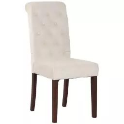 Chaise de salle à manger matelassée en velours Crème