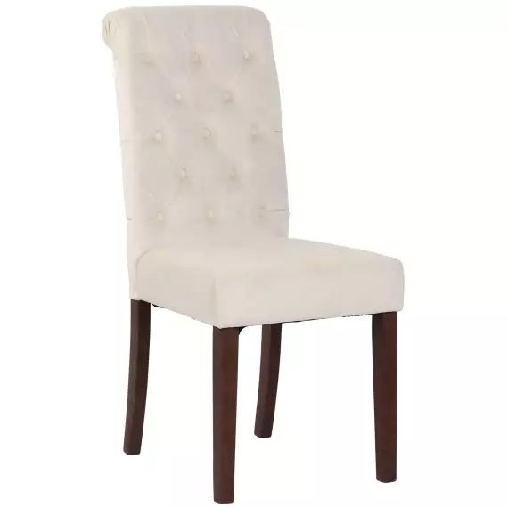 Chaise de salle à manger matelassée en velours Crème