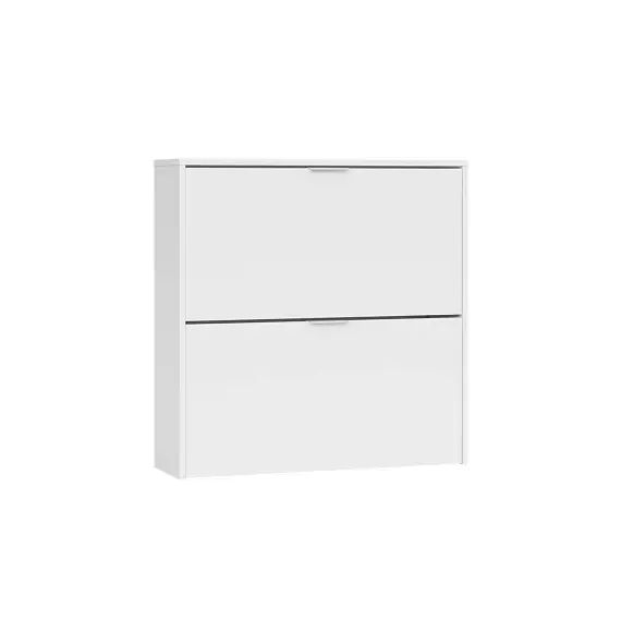 Meuble à chaussures avec 2 portes pliantes effet bois blanc
