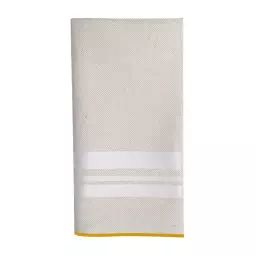 Serviette de table en coton et lin blanc et beige 50×50