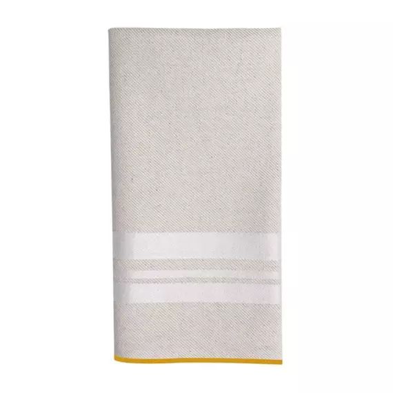 Serviette de table en coton et lin blanc et beige 50×50