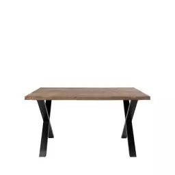 Toulon – Table à manger en bois et métal 140x95cm – Couleur – Bois foncé / noir