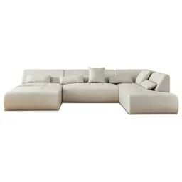 Canapé panoramique 7 places tissu beige
