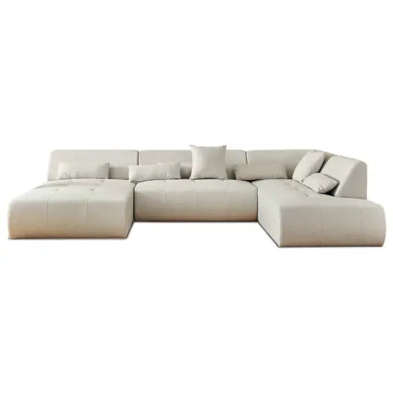 Canapé panoramique 7 places tissu beige