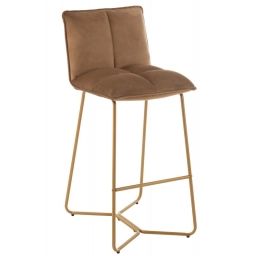 Chaise de bar en pierre métal/textile marron