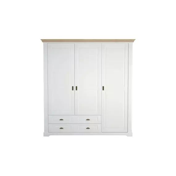 Armoire 3 portes + 2 tiroirs BASTIDE coloris blanc