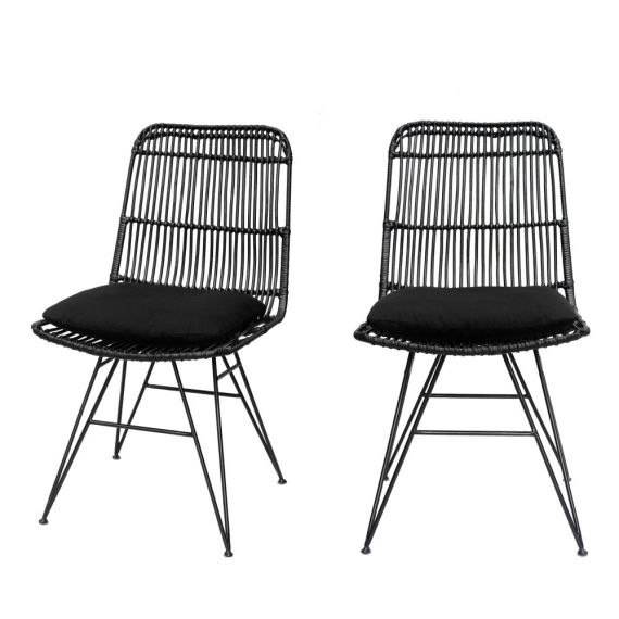 2 chaises design en rotin noir