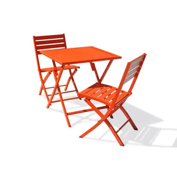 Ensemble repas de jardin 2 places en aluminium orange