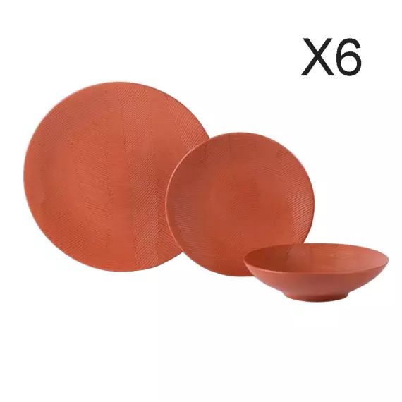 Lot de 6 assiettes calottes en grès paprika 19cm