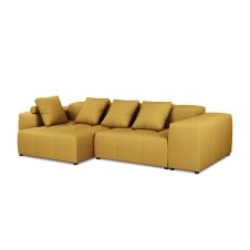 Canapé d’angle 4 places en tissu structuré jaune