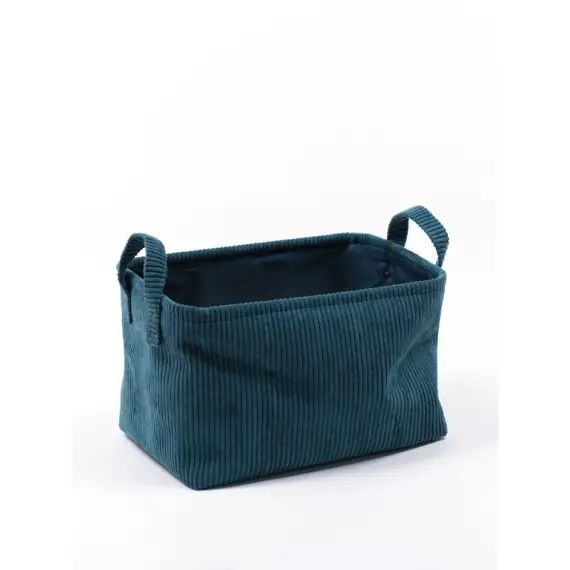 Panier de rangement en velours bleu