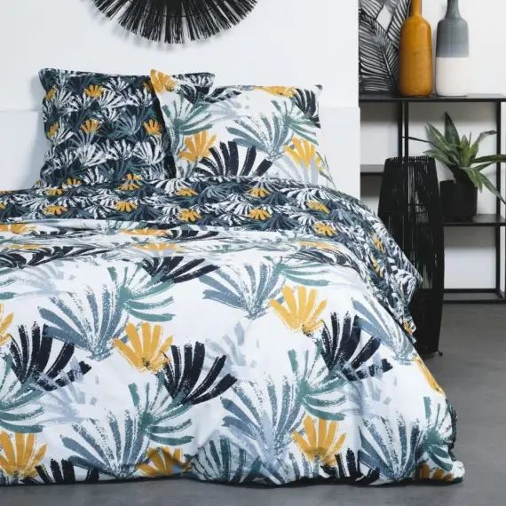 Parure de lit en Coton Bleu 240×220 cm