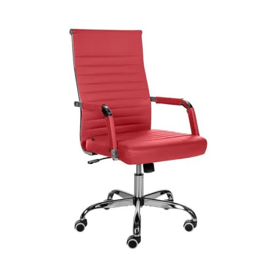 Chaise de bureau réglable pivotante en similicuir Rouge