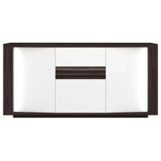 Buffet 3 portes + 1 tiroir AROLLA coloris blanc/bois foncÃ©
