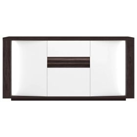 Buffet 3 portes + 1 tiroir AROLLA coloris blanc/bois foncÃ©