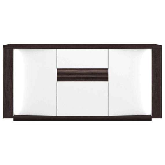 Buffet 3 portes + 1 tiroir AROLLA coloris blanc/bois foncÃ©