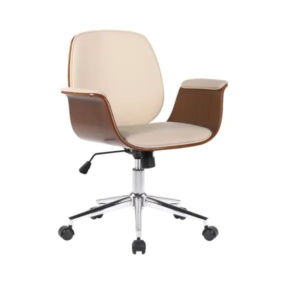Chaise de bureau réglable en bois Noyer / Crème