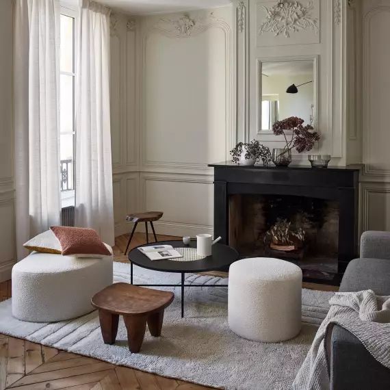 Pouf ROMEO écru bouclé – ECRU