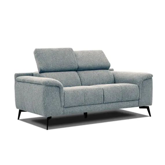 Canapé droit 2 places tissu bleu clair