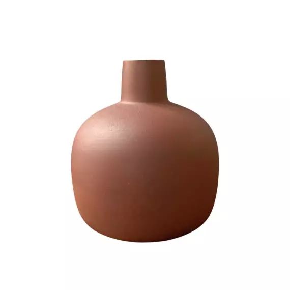 Vase bonbonne en métal marron