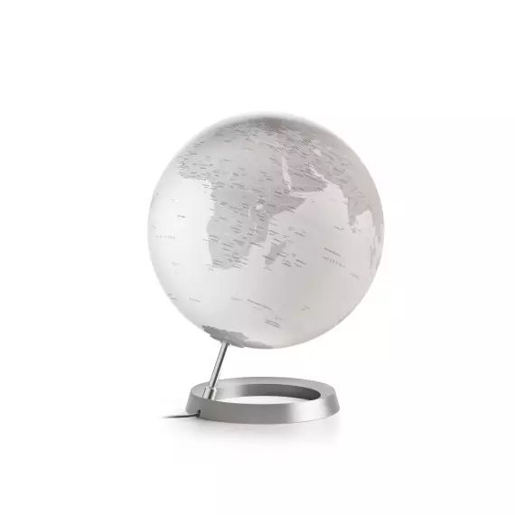 VISION WHITE – Globe terrestre de design, lumineux, textes en anglais
